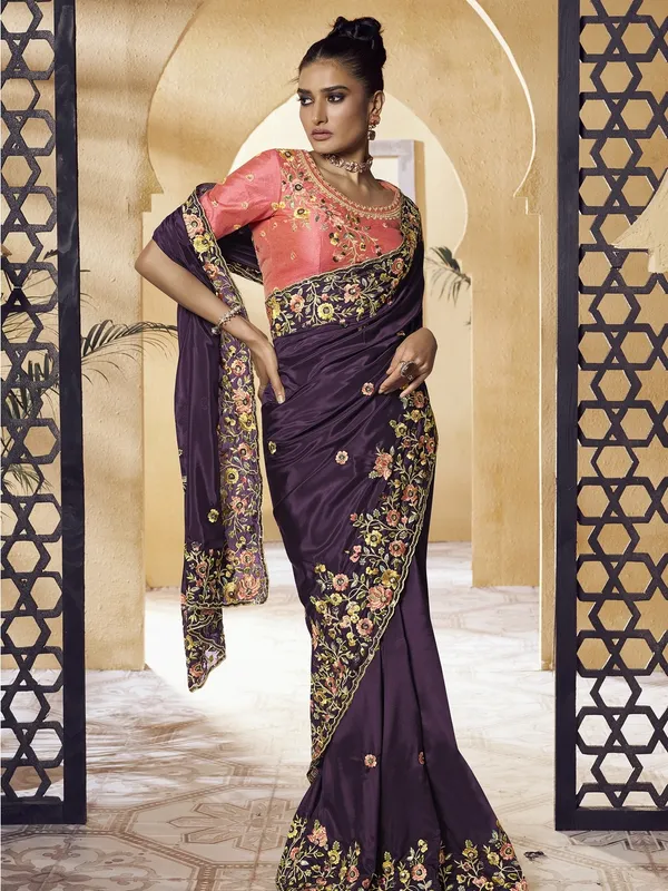 Purple_Crepe_Embellished_Bollywood_Saree_With_Unstitched_Blouse_For_Women