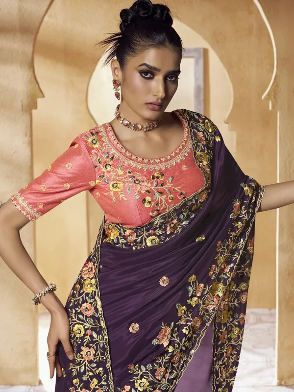 Purple_Crepe_Embellished_Bollywood_Saree_With_Unstitched_Blouse_For_Women