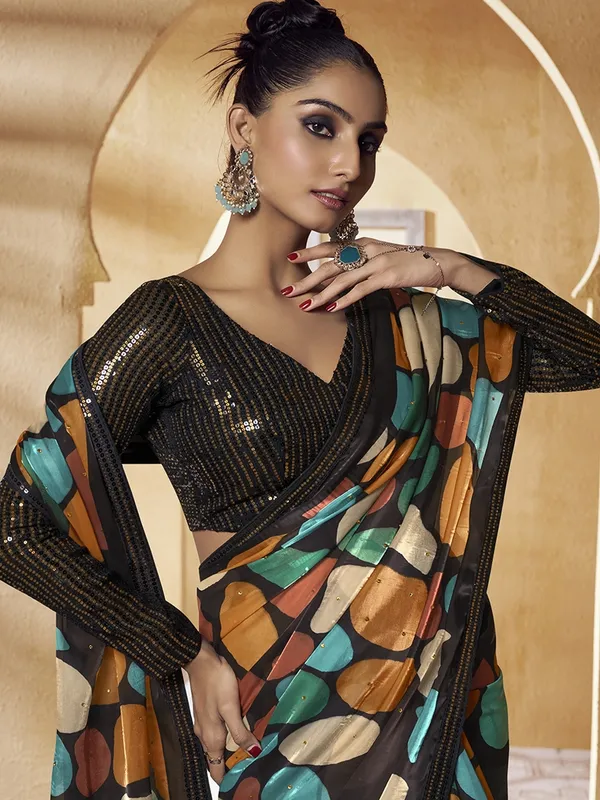Multicolor_Satin_Embellished_Bollywood_Saree_With_Unstitched_Blouse_For_Women