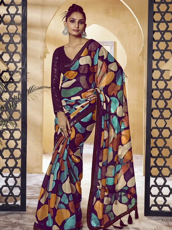 Multicolor_Satin_Embellished_Bollywood_Saree_With_Unstitched_Blouse_For_Women