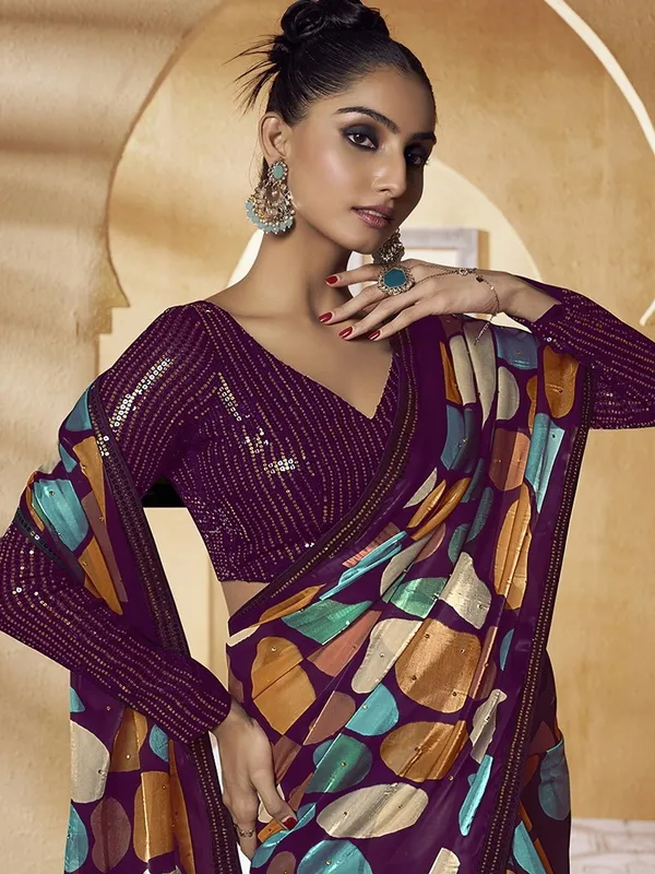 Multicolor_Satin_Embellished_Bollywood_Saree_With_Unstitched_Blouse_For_Women