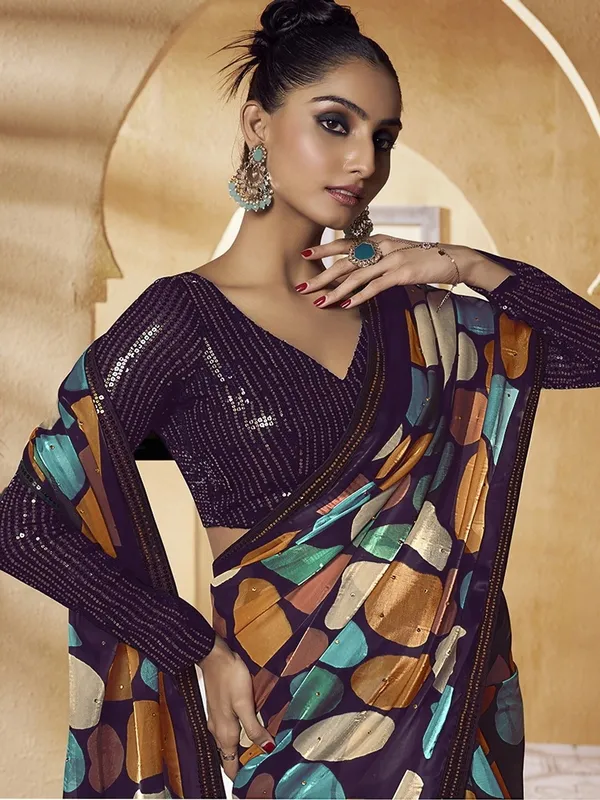 Multicolor_Satin_Embellished_Bollywood_Saree_With_Unstitched_Blouse_For_Women