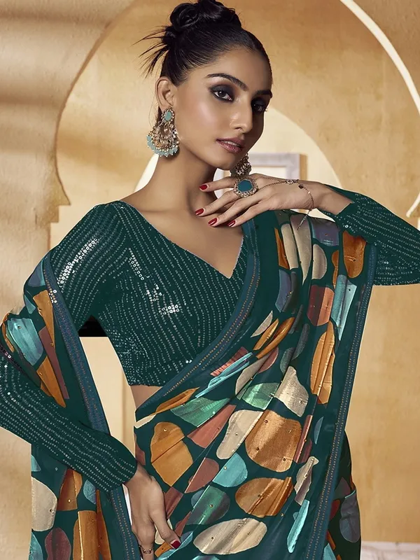 Multicolor_Satin_Embellished_Bollywood_Saree_With_Unstitched_Blouse_For_Women