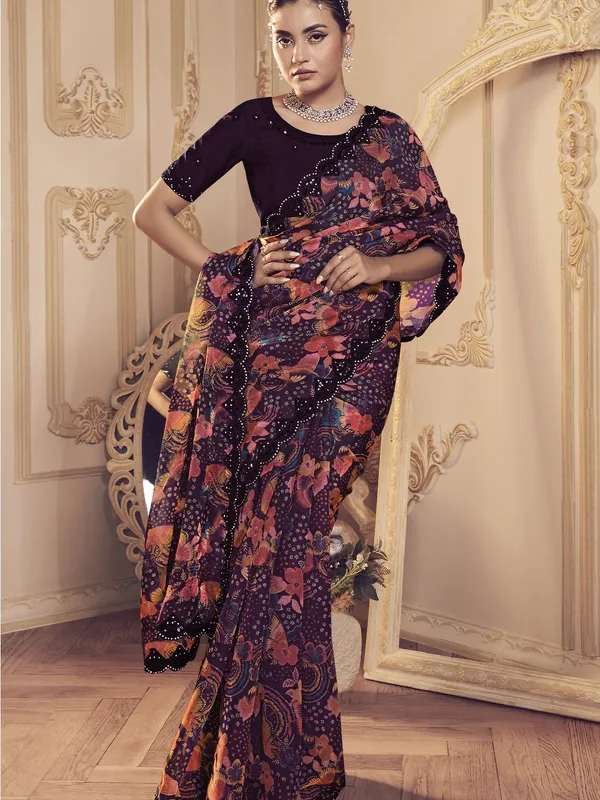 Multicolor_Pure_Silk_Embellished_Bollywood_Saree_With_Unstitched_Blouse_For_Women