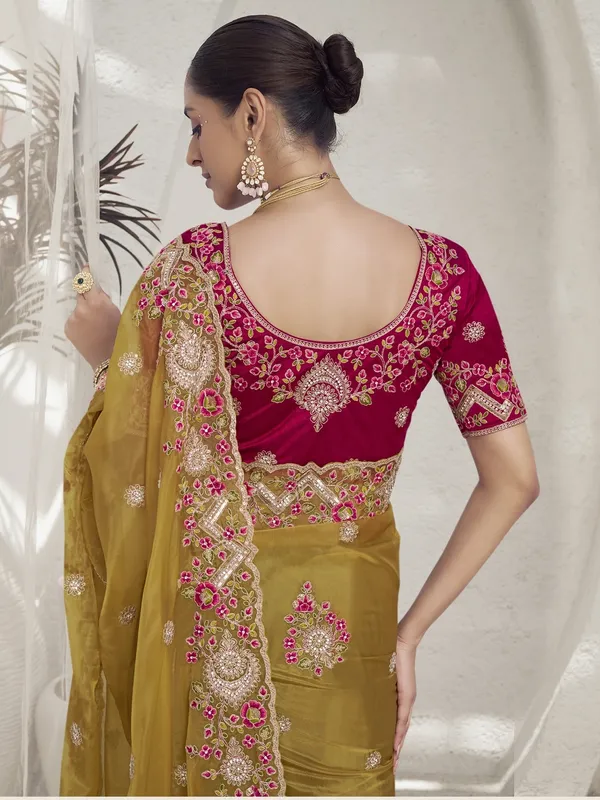 Brown_Raw_Silk_Embellished_Bollywood_Saree_With_Unstitched_Blouse_For_Women