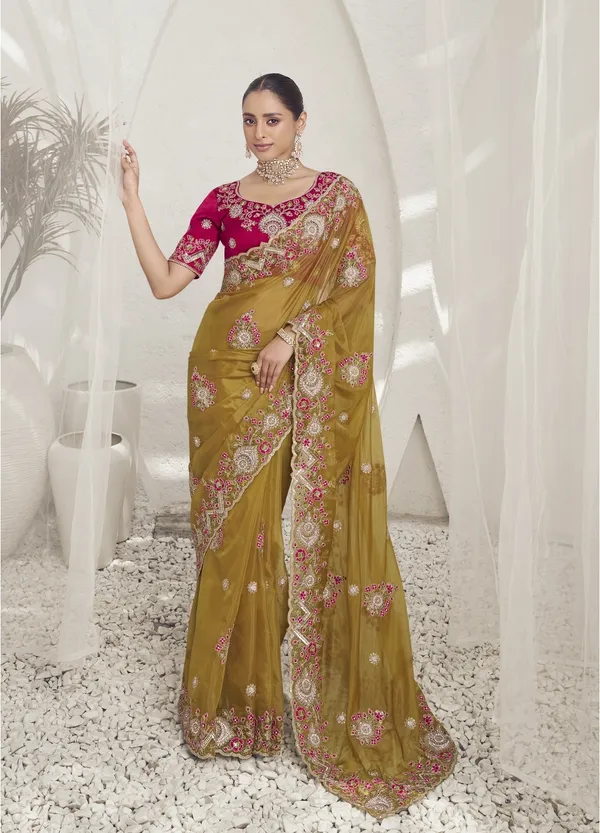 Brown_Raw_Silk_Embellished_Bollywood_Saree_With_Unstitched_Blouse_For_Women