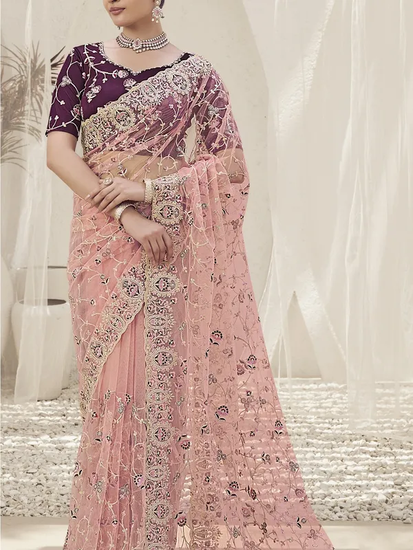 Pink_Net_Embellished_Bollywood_Saree_With_Unstitched_Blouse_For_Women