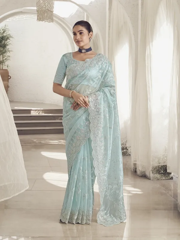 Light_Blue_Net_Embellished_Bollywood_Saree_With_Unstitched_Blouse_For_Women