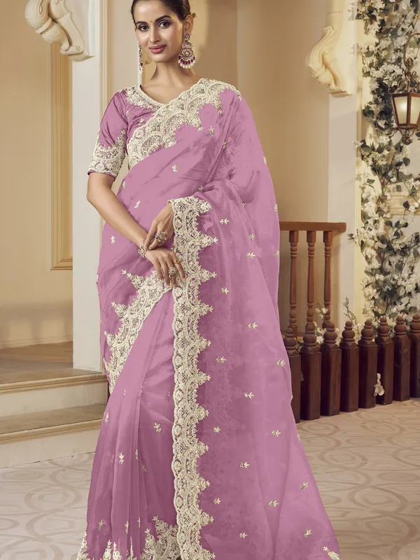 Purple_Raw_Silk_Embellished_Bollywood_Saree_With_Unstitched_Blouse_For_Women