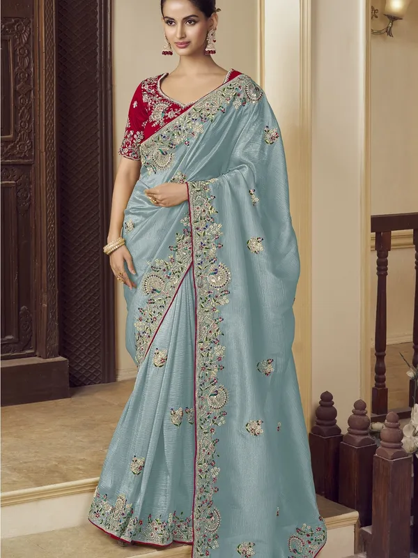 Blue_Georgette_Embellished_Bollywood_Saree_With_Unstitched_Blouse_For_Women