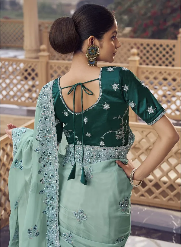 Light_Green_Organza_Embellished_Bollywood_Saree_With_Unstitched_Blouse_For_Women