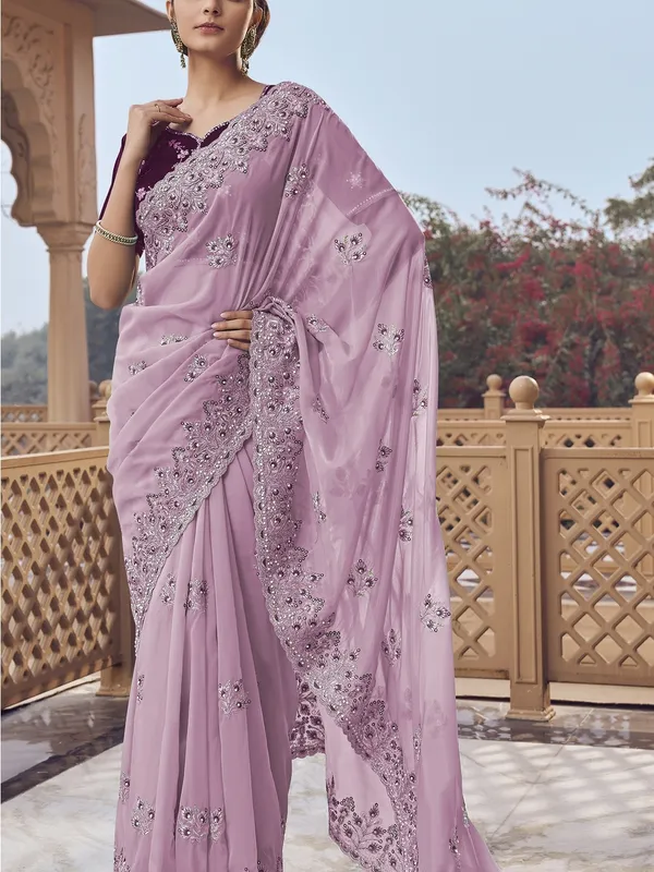 Purple_Organza_Embellished_Bollywood_Saree_With_Unstitched_Blouse_For_Women