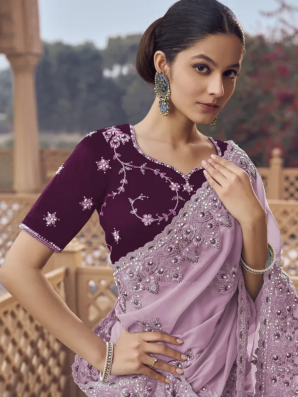 Purple_Organza_Embellished_Bollywood_Saree_With_Unstitched_Blouse_For_Women