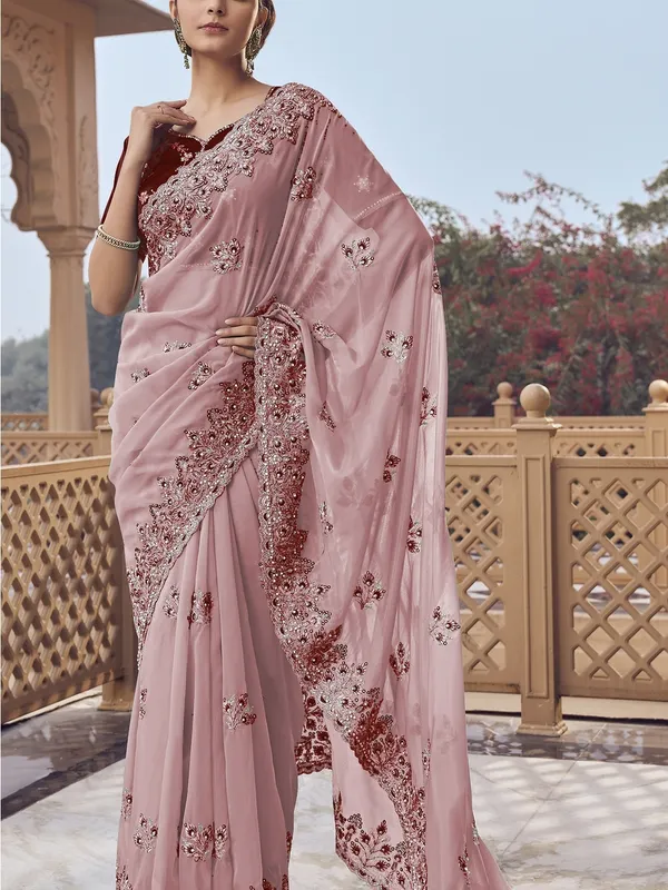 Pink_Organza_Embellished_Bollywood_Saree_With_Unstitched_Blouse_For_Women