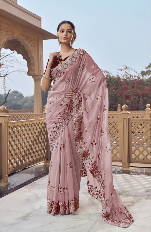 Pink_Organza_Embellished_Bollywood_Saree_With_Unstitched_Blouse_For_Women
