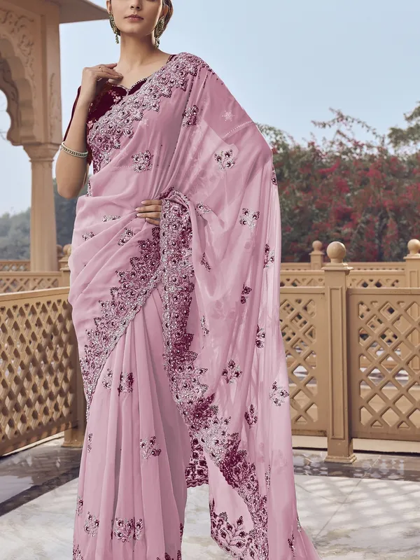 Purple_Organza_Embellished_Bollywood_Saree_With_Unstitched_Blouse_For_Women
