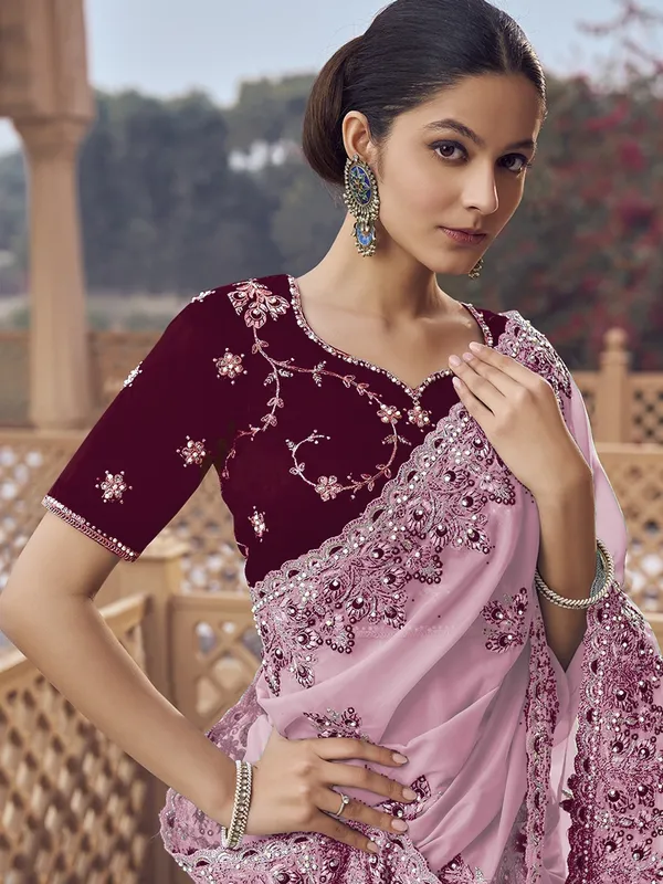 Purple_Organza_Embellished_Bollywood_Saree_With_Unstitched_Blouse_For_Women