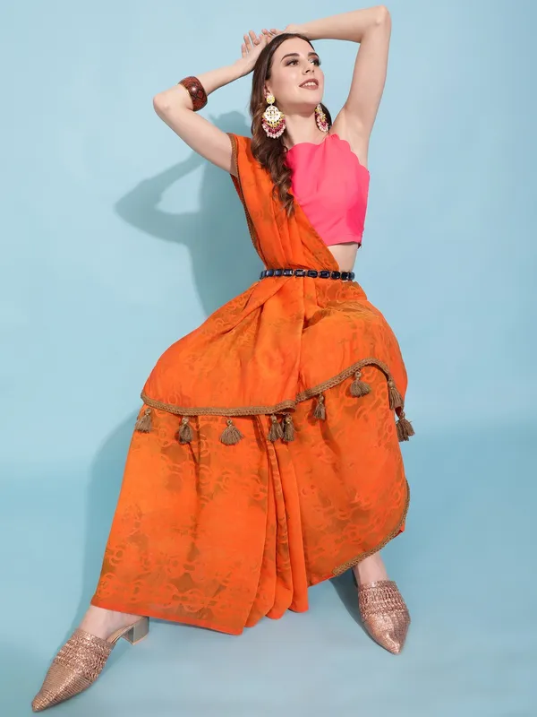 Suha_Womens_Fashion_Ethnic_Orange_Color_Saree