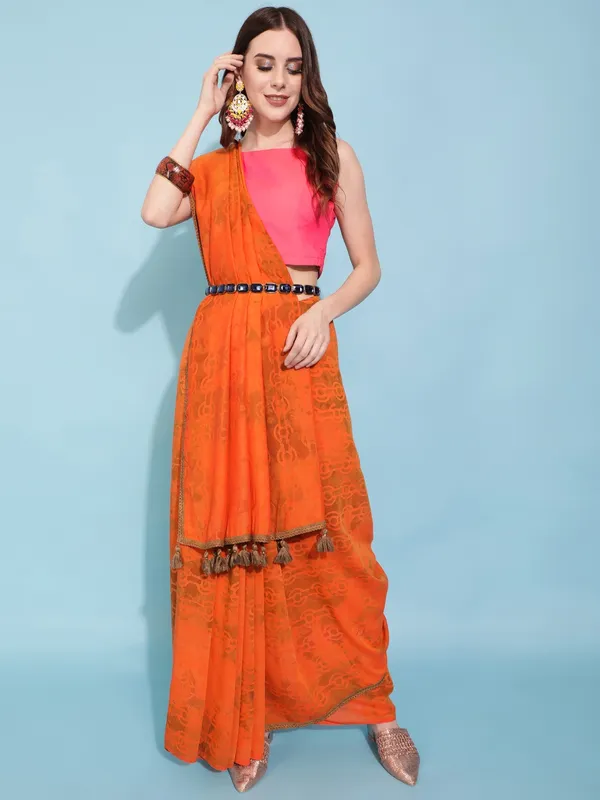 Suha_Womens_Fashion_Ethnic_Orange_Color_Saree
