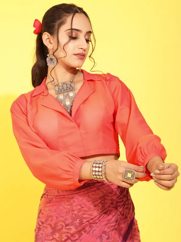 Suha_Womens_Fashion_Ethnic_Orange_Color_Saree