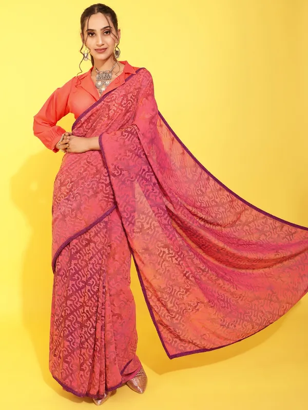 Suha_Womens_Fashion_Ethnic_Orange_Color_Saree