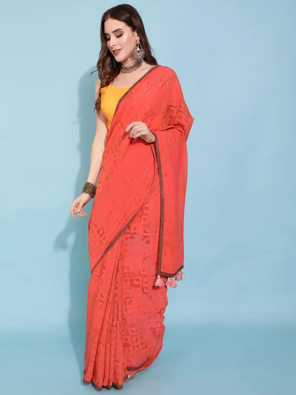 Suha_Womens_Fashion_Ethnic_Orange_Color_Saree