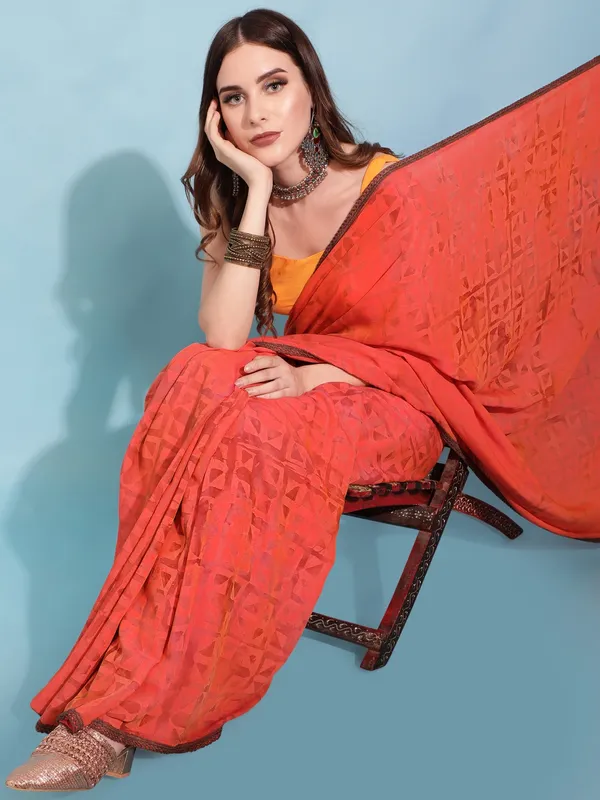 Suha_Womens_Fashion_Ethnic_Orange_Color_Saree
