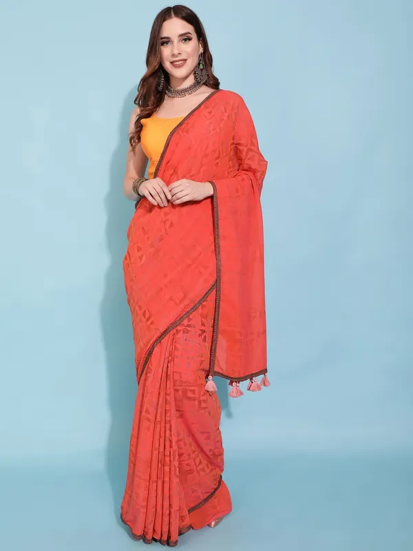 Suha_Womens_Fashion_Ethnic_Orange_Color_Saree