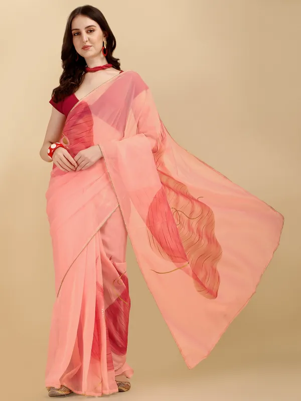 Suha_Womens_Fashion_Ethnic_Peach_Color_Saree
