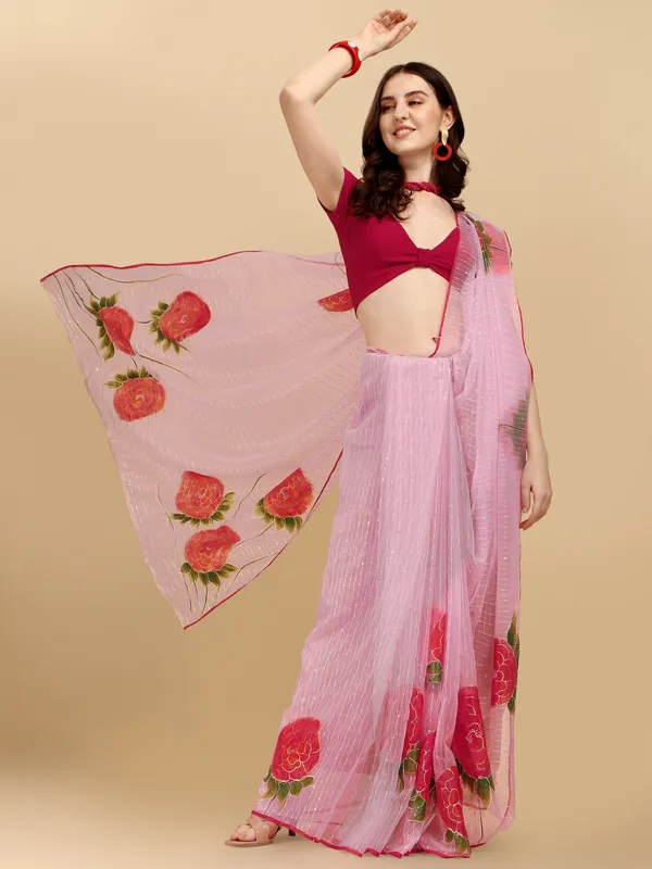 Suha_Womens_Fashion_Ethnic_Pink_Color_Saree