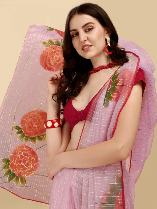 Suha_Womens_Fashion_Ethnic_Pink_Color_Saree