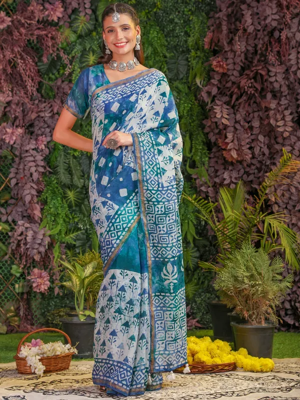 Suha_Womens_Fashion_Ethnic_Blue_Color_Saree