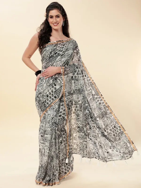 Suha_Womens_Fashion_Ethnic_Black_&_White_Color_Saree
