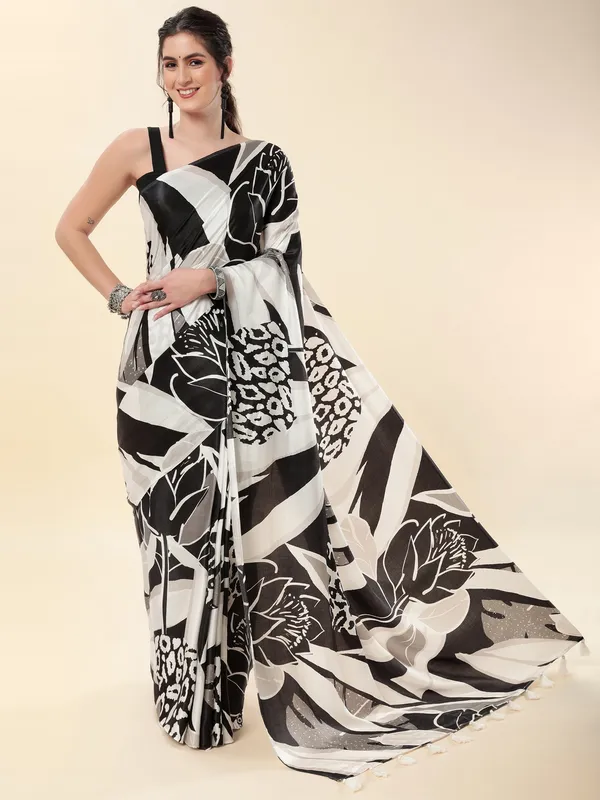 Suha_Womens_Fashion_Ethnic_Black_&_White_Color_Saree