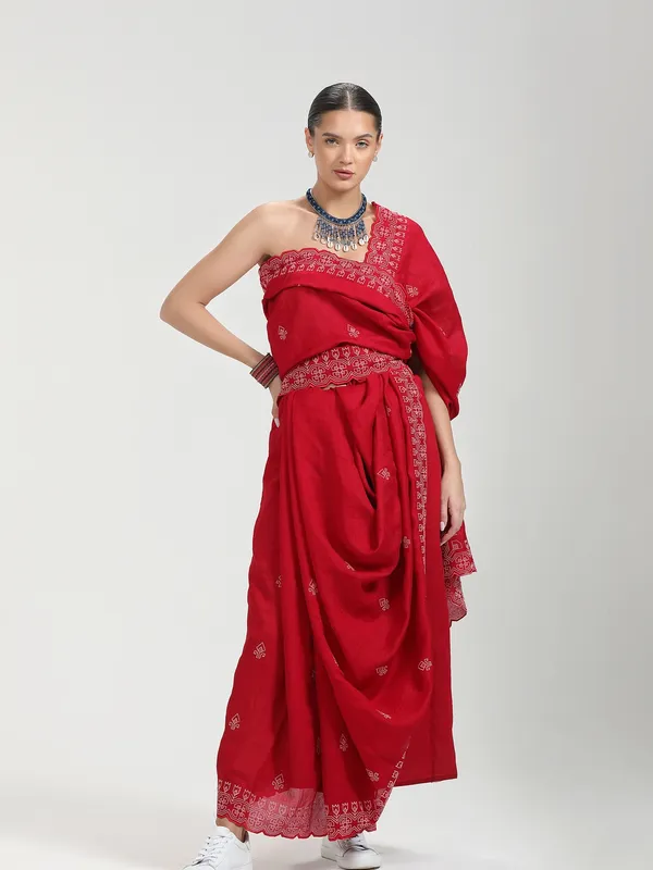 Suha_Womens_Fashion_Ethnic_Red_Color_Saree