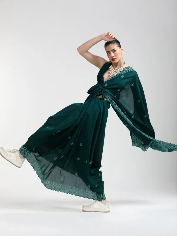 Suha_Womens_Fashion_Ethnic_Green_Color_Saree