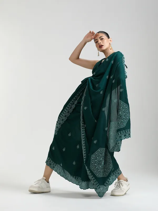 Suha_Womens_Fashion_Ethnic_Green_Color_Saree