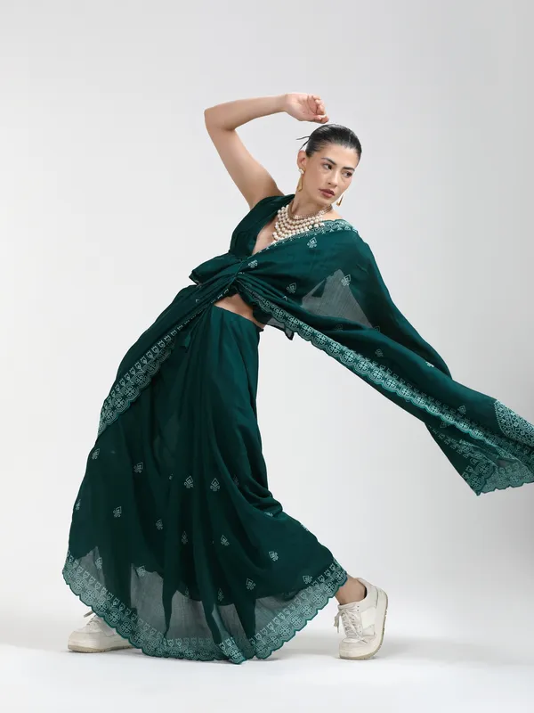 Suha_Womens_Fashion_Ethnic_Green_Color_Saree