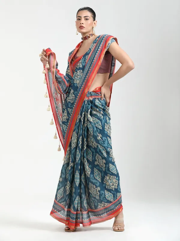 Suha_Womens_Fashion_Ethnic_Blue_Color_Saree