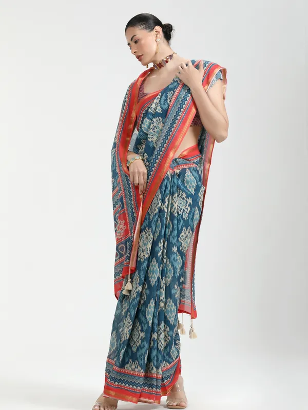 Suha_Womens_Fashion_Ethnic_Blue_Color_Saree