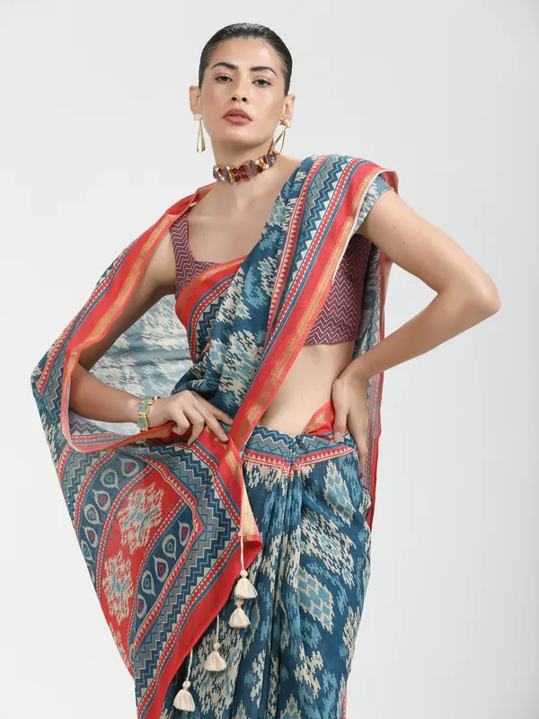 Suha_Womens_Fashion_Ethnic_Blue_Color_Saree