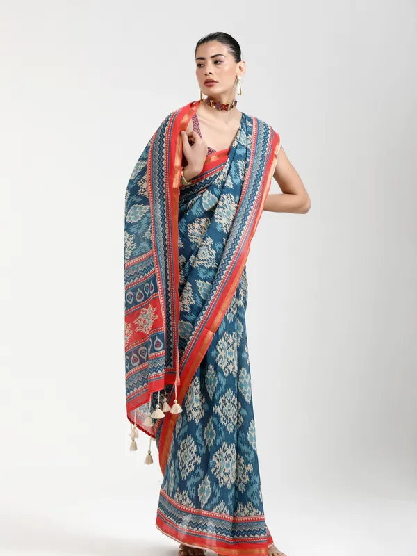 Suha_Womens_Fashion_Ethnic_Blue_Color_Saree
