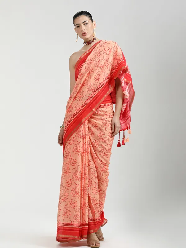 Suha_Womens_Fashion_Ethnic_Peach_Color_Saree