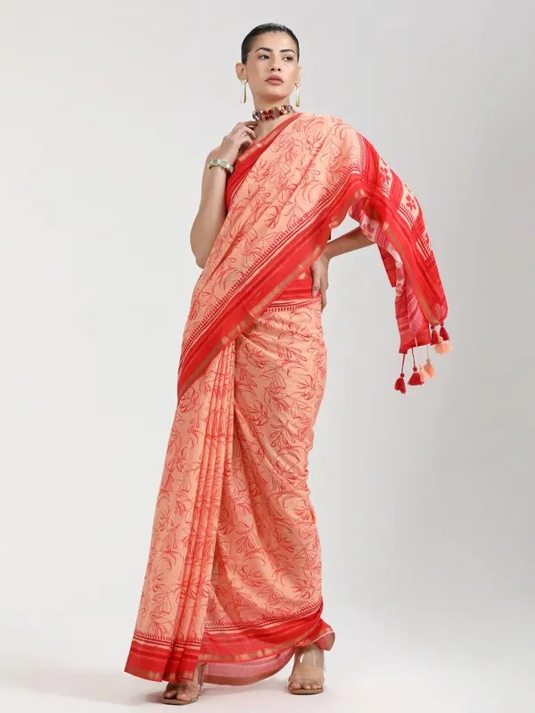 Suha_Womens_Fashion_Ethnic_Peach_Color_Saree