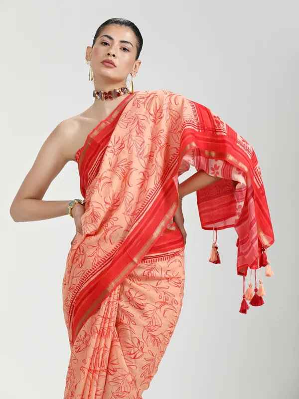 Suha_Womens_Fashion_Ethnic_Peach_Color_Saree