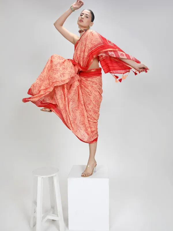 Suha_Womens_Fashion_Ethnic_Peach_Color_Saree