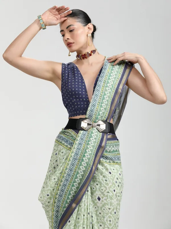 Suha_Womens_Fashion_Ethnic_Green_Color_Saree