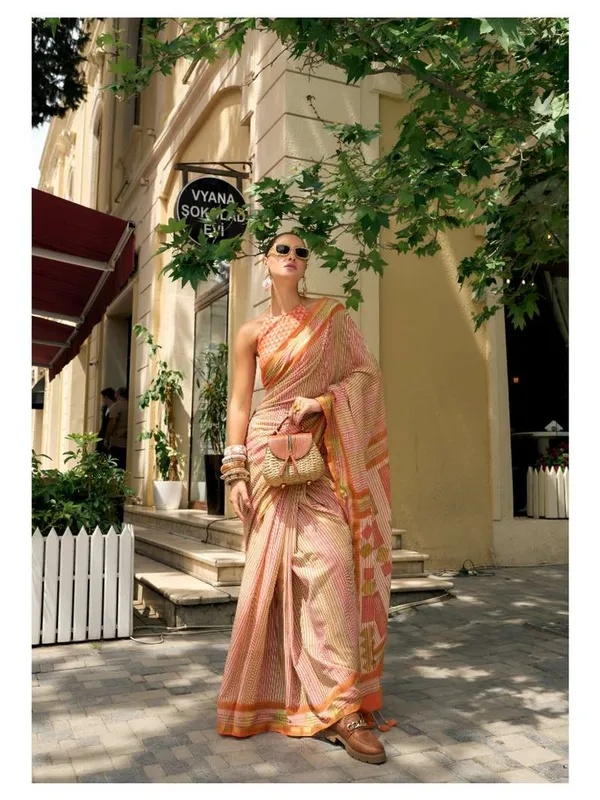 Suha_Womens_Fashion_Ethnic_Orange_Color_Saree