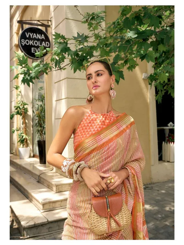 Suha_Womens_Fashion_Ethnic_Orange_Color_Saree