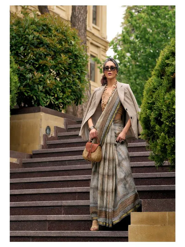 Suha_Womens_Fashion_Ethnic_Grey_Color_Saree